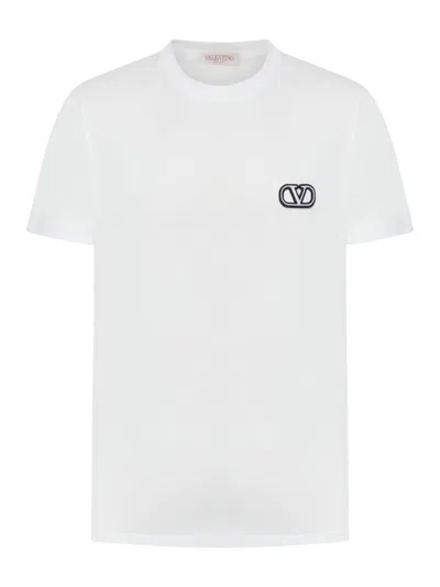 Valentino T-shirt Jersey,regular,print Vltn Vlogo Signature Cotton Jersey In Bo White
