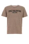 Valentino Striped Cotton T-shirt With Chez Print
