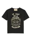 Valentino Garavani T-shirt With Le Chat De La Maison Print In Black