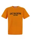 Valentino Cotton T-shirt With Chez Print In Orange