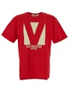 Valentino Crewneck Graphic Print T-shirt Logo In Red