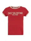 Valentino Crew Neck Cotton Jersey T-shirt With Contrasting Trims In Red