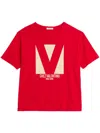 Valentino Crewneck Graphic Print T-shirt Logo In Red