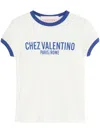 Valentino Womens Regular-fit Brand-print Cotton-jersey T-shirt Avorio Blu Elettrico In White