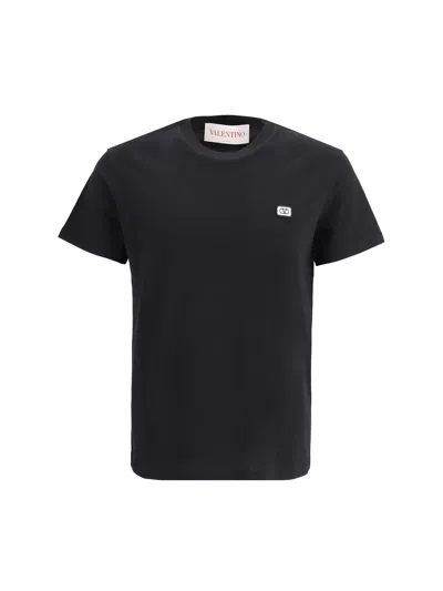 Valentino Cotton T-shirt With Vlogo Patch In Black