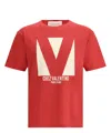Valentino Crewneck Graphic Print T-shirt Logo In Red