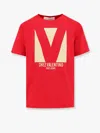 Valentino Crewneck Graphic Print T-shirt Logo In Red
