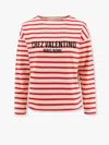 Valentino Womens Avorio Rosso Striped Brand-print Cotton-jersey T-shirt In Red