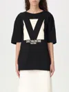 Valentino Cotton Crew Neck T-shirt Drop Shoulder In Black