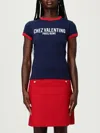 Valentino Fitted Cotton T-shirt Crew Neck In Blue