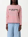 Valentino Womens Avorio Rosso Striped Brand-print Cotton-jersey T-shirt In Red