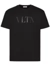 Valentino Cotton Crewneck T-shirt With Vltn Print In Black