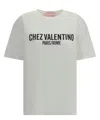 Valentino Cotton Slogan Print Drop Shoulder T-shirt In White