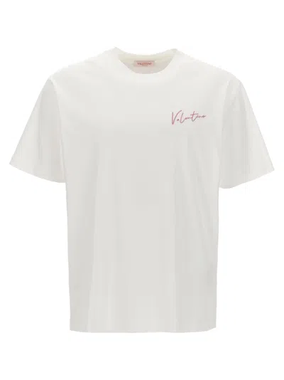 Valentino Crewneck Embroidered Graphic T-shirt In White