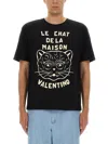 Valentino Garavani T-shirt With Le Chat De La Maison Print In Black