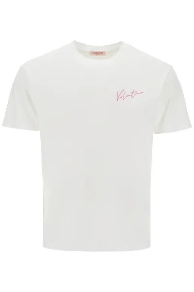 Valentino T-shirt With Embroidery And Print Design In White