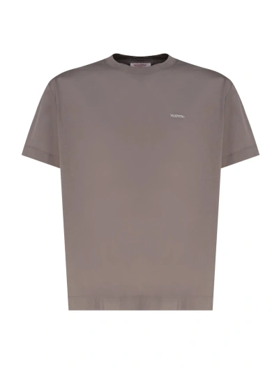 Valentino T-shirt With Logo In Grey