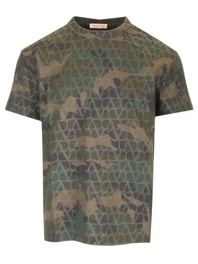 Valentino Toile Iconographe Camouflage-print T-shirt In Green