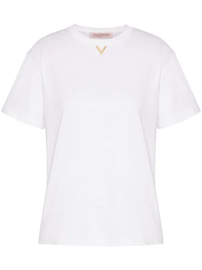 Valentino T-shirt With V Detail In White