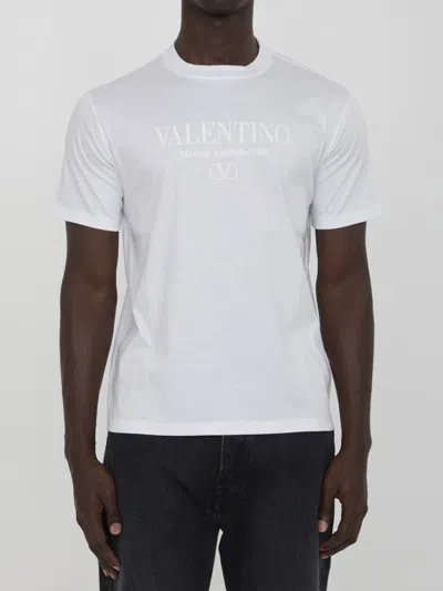 Valentino Print Cotton Crewneck T-shirt In White
