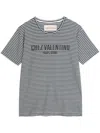 Valentino White Roundneck Striped T-shirt
