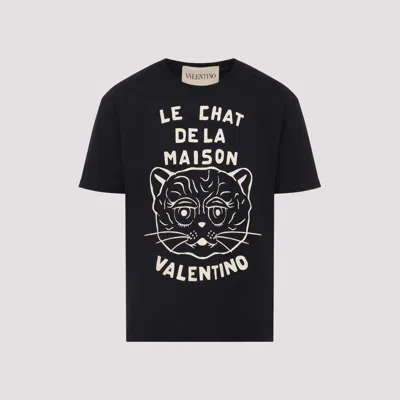 Valentino Chat De La Maison Cotton T-shirt In Black