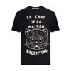 Valentino Black T-shirt With Le Chat De La Maison Print In Black