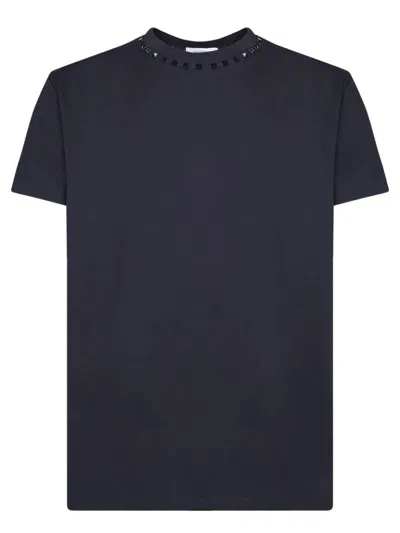 Valentino Crew-neck Cotton T-shirt In Blue