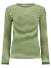 Valentino Striped Silk Knit Long-sleeve Sweater
