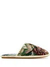 Valentino Printed Fabric Ta Chambre Slippers In Green