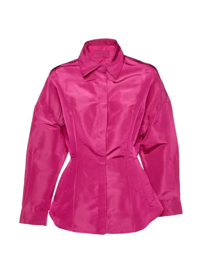 Pre-owned Valentino Taffeta Corset Style Shirt In Pink
