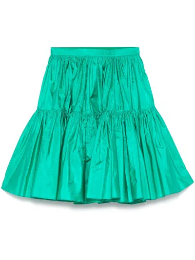 Valentino | Green Taffeta Tiered Skirt| Women | 44