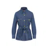 Valentino Denim Safari Jacket In Blue