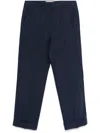 Valentino Tailored Blue Linen Trousers With Concealed Fastening In Black