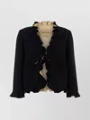 Valentino Tailored Boucle Blazer Ruffled Trim In Black