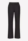Valentino Crepe Couture Wool-blend Trousers In Black