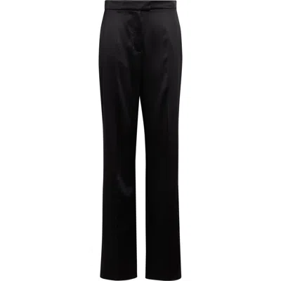 Valentino Tailored Double Duchesse Stretch Silk Pants In Black