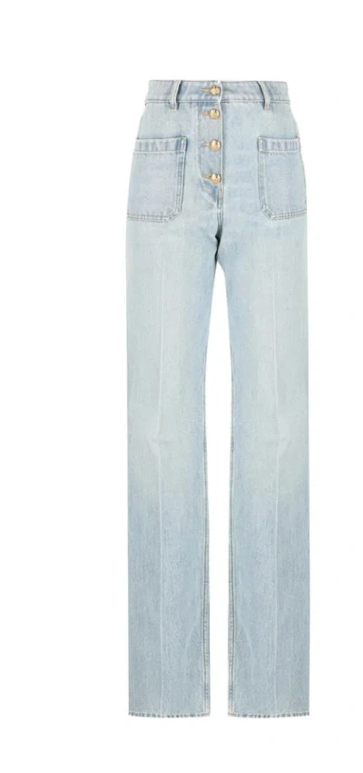 Valentino Tailored Elegance Mini Denim Bottoms In Dnm Lav Drty Blu Lght