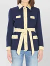 Valentino Blue/ivory Jacket With Belt In Blue