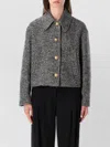 Valentino Tailored Peacoat Cropped Houndstooth Long Sleeves In Gray