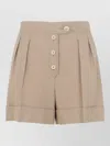 Valentino Tailored Shorts Linen Blend Pleated Design In Brown