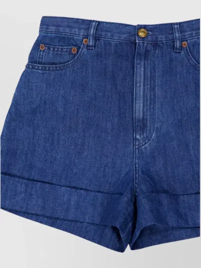Valentino Tailored Shorts With Rolled Hem And Pockets In Blue