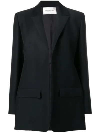 Valentino Tailored Silk-wool Blazer In Black