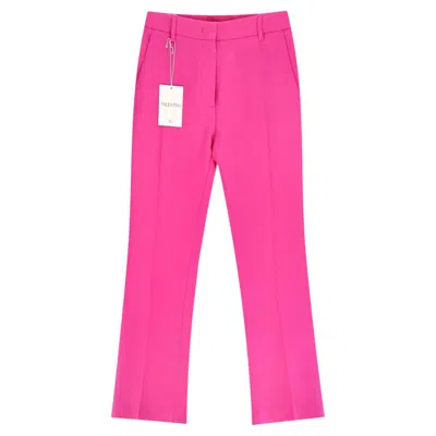 Pre-owned Valentino Tailored Straight-leg Virgin Wool & Silk Blend Trousers In Pink