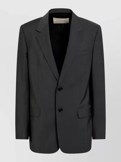 Valentino Tailored Suit Notch Lapel Flap Pockets In Gray