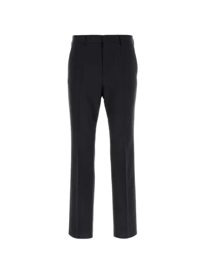 Valentino Wool Blend Trousers With Pockets And Loops In Black