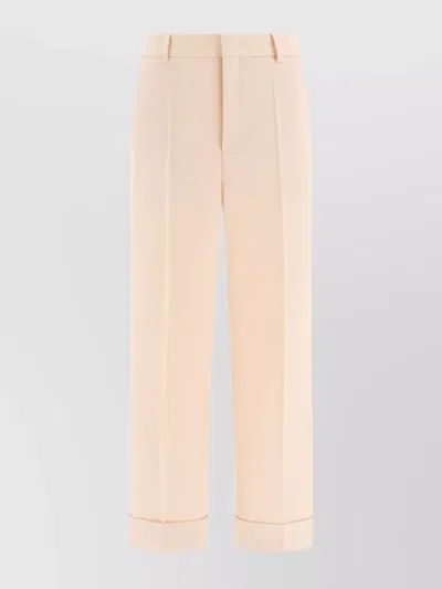 VALENTINO TAILORED TROUSERS WITH BELT LOOPS AND CUFFED HEM