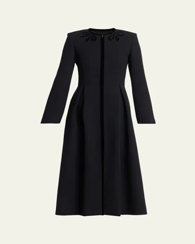 Valentino Tailored Velvet Trim Coat Dress In Black