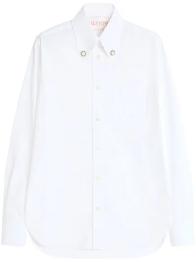 Valentino Tailored White Cotton Shirt With Decorative Buttons