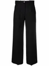 Valentino Cropped Silk-satin Crepe Wide-leg Pants In Schwarz